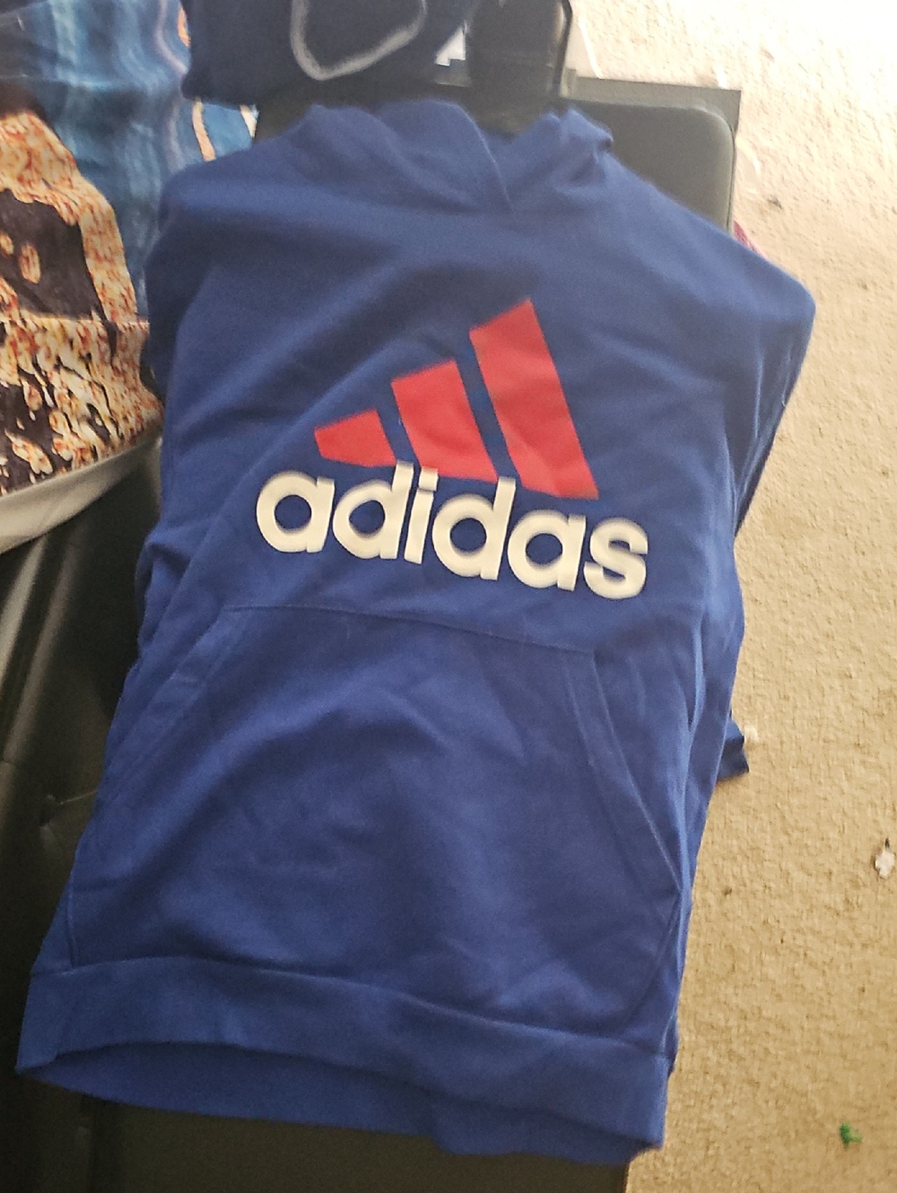 adidas Royal Blue Hoodie with Red Logo
